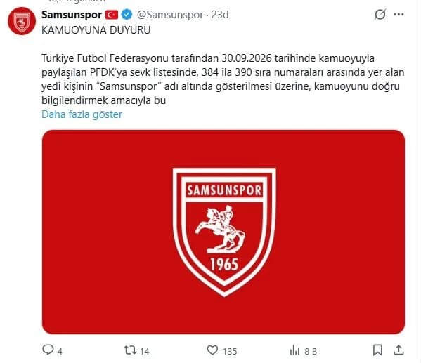Samsunspor Başkanı Yüksel Yıldırım, bahis soruşturması kapsamında adı geçen kişilerin kulübün idari ve resmî, doğrudan h