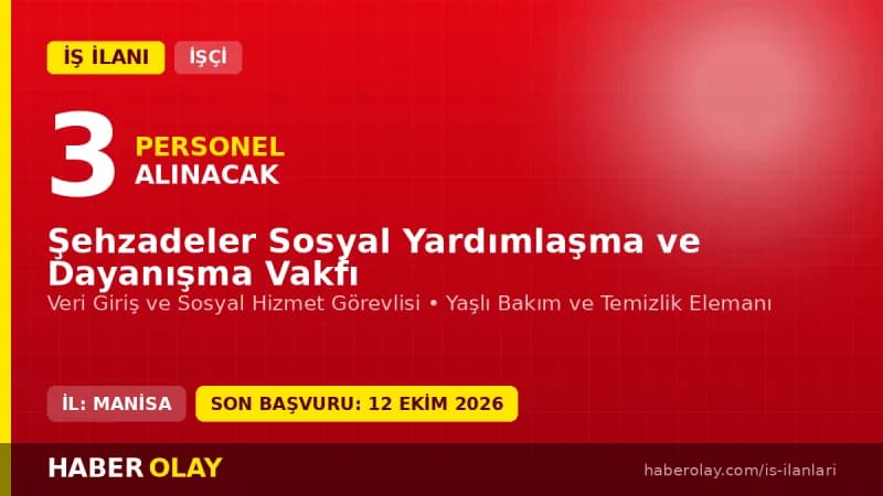 Şehzadeler Sosyal Yardımlaşma ve Dayanışma Vakfı geçici personel alımı ilanı 2026