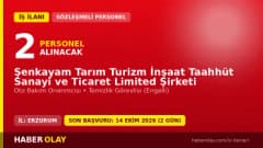 Şenkayam Tarım Turizm şirketi Erzurum Şenkaya'da 2 geçici işçi alımı yapacak
