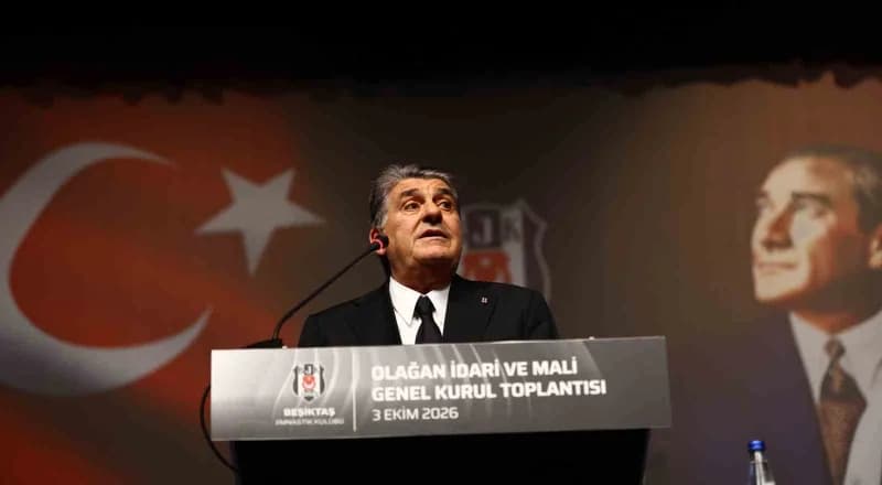 Beşiktaş Kulübü'nün 2026 Yılı Olağan İdari ve Mali Genel Kurul Toplantısı, Haliç Kongre Merkezi'nde düzenleniyor. Siyah-