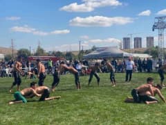 Sincan Yağlı Güreş Festivali’nde er meydanında mücadele eden pehlivanlar