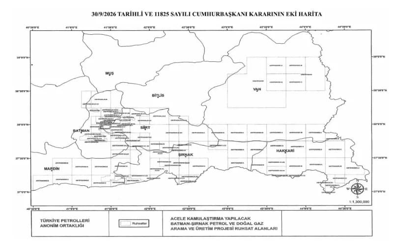 Şırnak ve çevresinde petrol ve doğal gaz arama faaliyetleri için acele kamulaştırma kararı yayımlandı