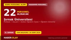 Şırnak Üniversitesi akademik personel alımı ilanı 2026 başvuru detayları