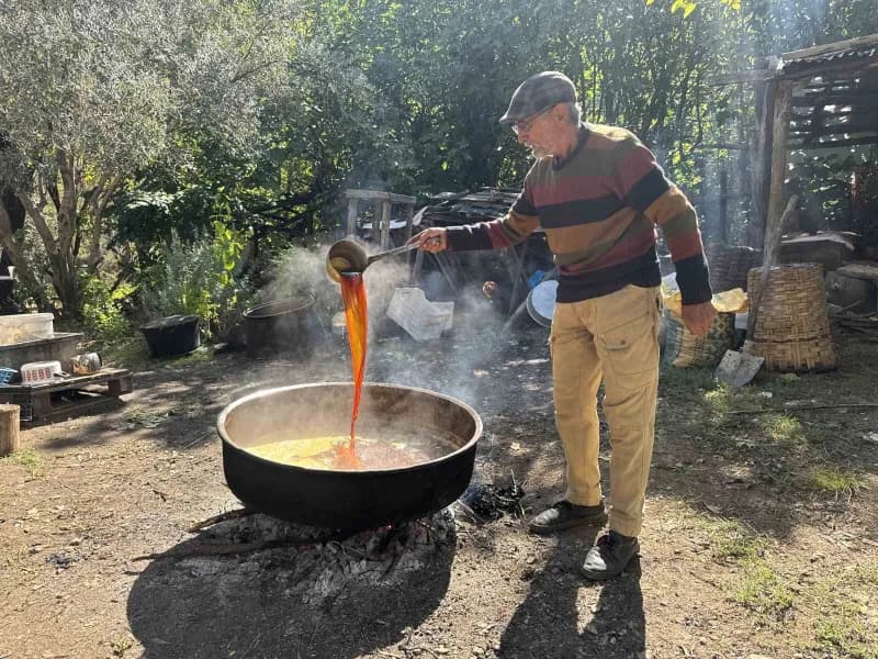Antalya'nın Akseki ve İbradı ilçelerinin yüksek kesimlerinde yaklaşık bir ay önce başlayan geleneksel üzüm pekmezi yapım