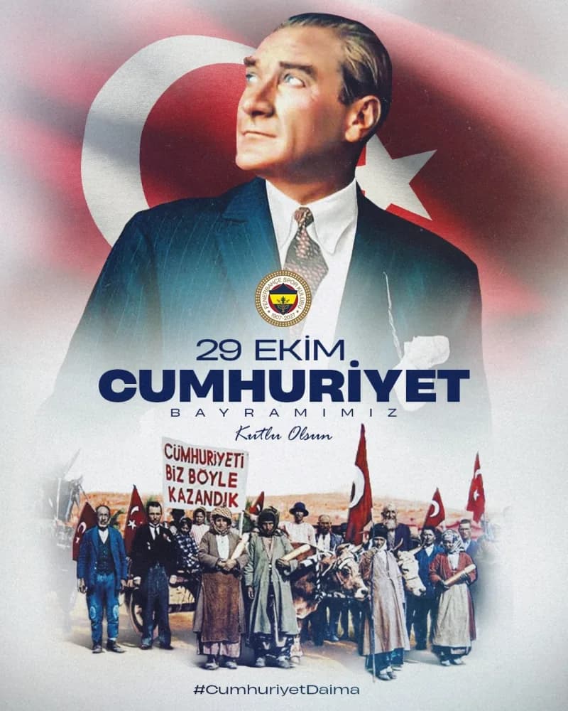 Spor camiası, 29 Ekim Cumhuriyet Bayramı dolayısıyla kutlama mesajları yayımladı.