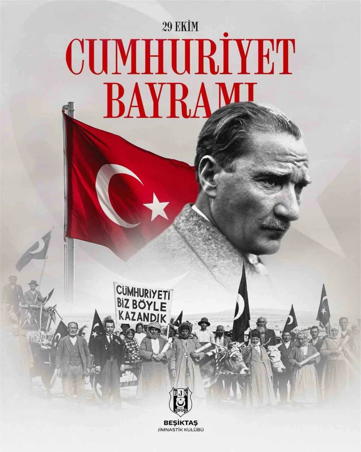 Spor camiası, 29 Ekim Cumhuriyet Bayramı dolayısıyla kutlama mesajları yayımladı.