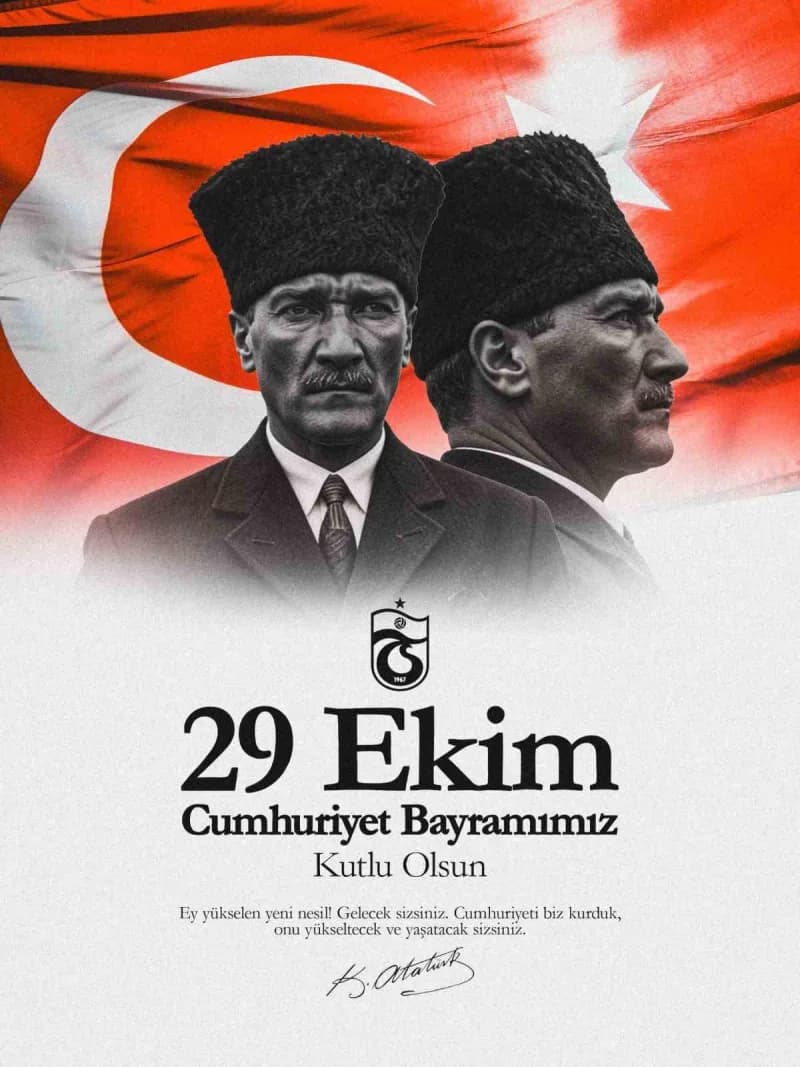 Spor camiası, 29 Ekim Cumhuriyet Bayramı dolayısıyla kutlama mesajları yayımladı.