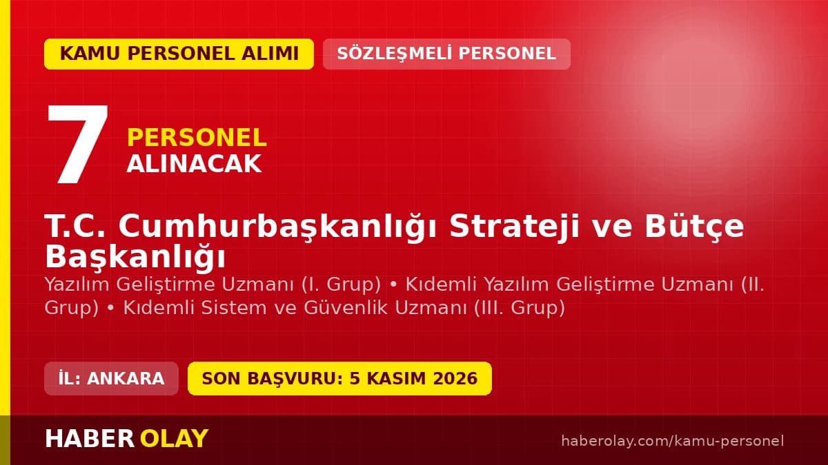 Strateji ve Bütçe Başkanlığı 7 sözleşmeli bilişim personeli alımı ilanı 2026