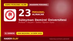 Süleyman Demirel Üniversitesi 23 öğretim üyesi alımı ilanı ve başvuru detayları
