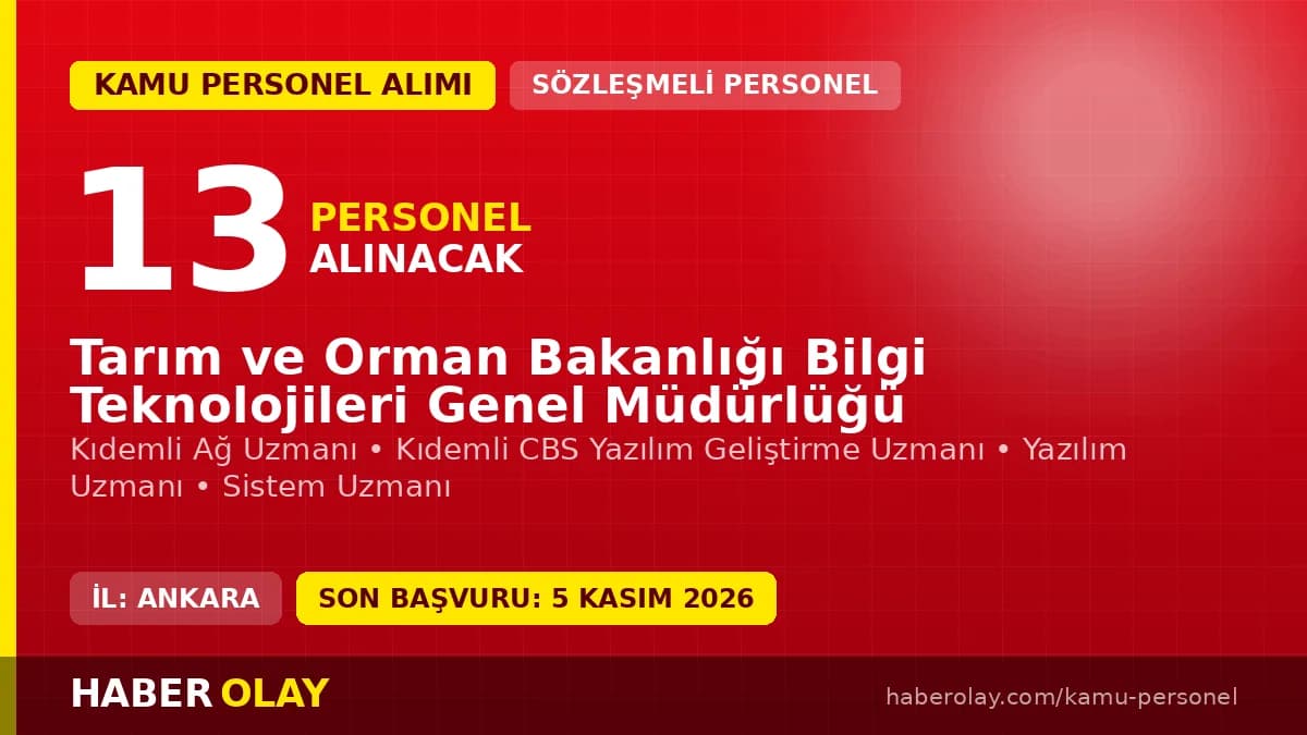 Tarım ve Orman Bakanlığı 13 sözleşmeli bilişim personeli alımı ilanı
