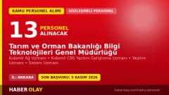 Tarım ve Orman Bakanlığı 13 sözleşmeli bilişim personeli alımı ilanı