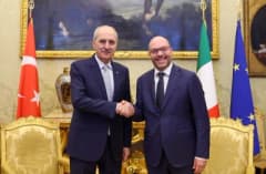 TBMM Başkanı Numan Kurtulmuş, İtalya Temsilciler Meclisi Başkanı Lorenzo Fontana ile Roma'da görüşme yaparken
