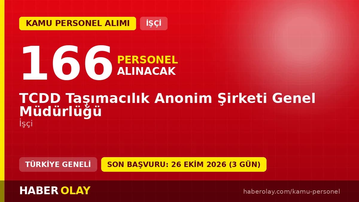 TCDD Taşımacılık 166 işçi alımı için başvuru süreci ve şartlar
