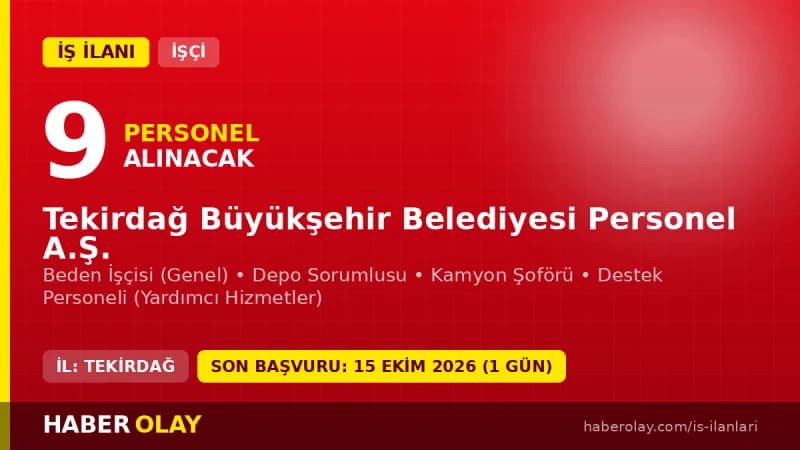 Tekirdağ Büyükşehir Belediyesi Personel A.Ş. işçi alımı için başvuru merkezi binası