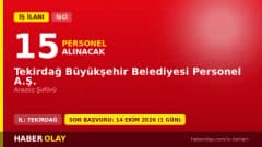 Tekirdağ Büyükşehir Belediyesi Personel A.Ş. 15 arazoz şoförü işçi alımı ilanı