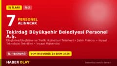 Tekirdağ Büyükşehir Belediyesi Personel A.Ş. işçi alımı ilanı 2026