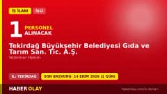 Tekirdağ Büyükşehir Belediyesi Gıda ve Tarım San. Tic. A.Ş. Veteriner Hekim iş ilanı başvuru detayları