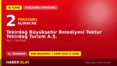 Tekirdağ Tektur Tekirdağ Turizm A.Ş. 2 sözleşmeli işçi alımı ilanı başvuru detayları