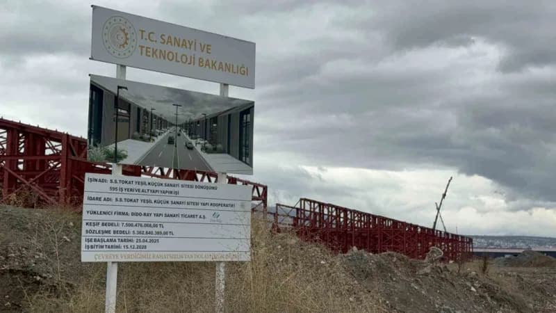 Tokat’ta 550 dönümlük alanda yapımı süren, 595 iş yerinin bulunacağı Yeni Nesil Tokat Yeşil Sanayi Sitesi’nde betonarme