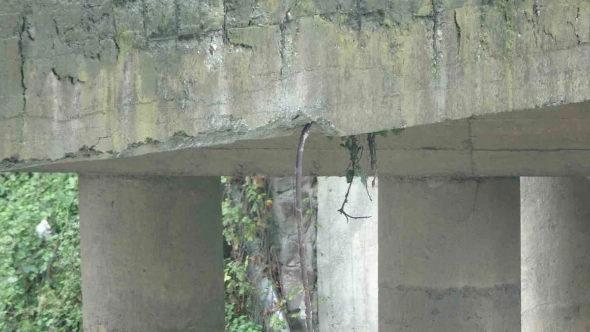 Trabzon Ortahisar ilçesinde 40 yıllık köprüde dökülen betonlar ve sarkan demirler