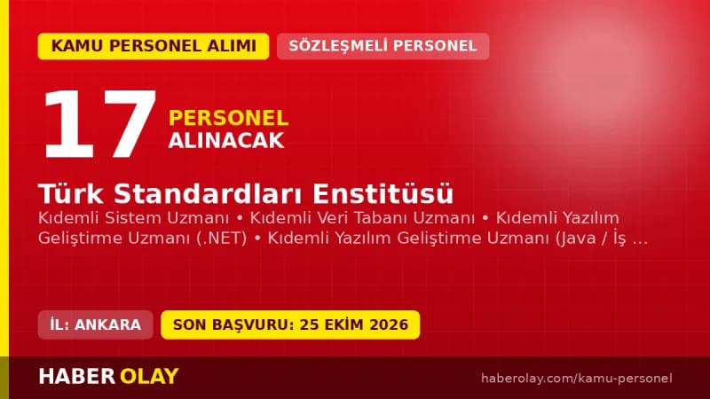 Türk Standardları Enstitüsü 17 sözleşmeli bilişim personeli alımı ilanı