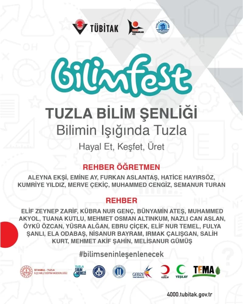 TÜBİTAK 4007 desteğiyle düzenlenen BilimFest Tuzla Bilim Şenliği, 8-10 Ekim tarihleri arasında Şelale Eğitim Parkı’nda ç