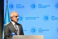 Türk Devletleri Teşkilatı İşbirliği Günü resepsiyonunda konuşma yapan Ulaştırma ve Altyapı Bakanı Abdulkadir Uraloğlu
