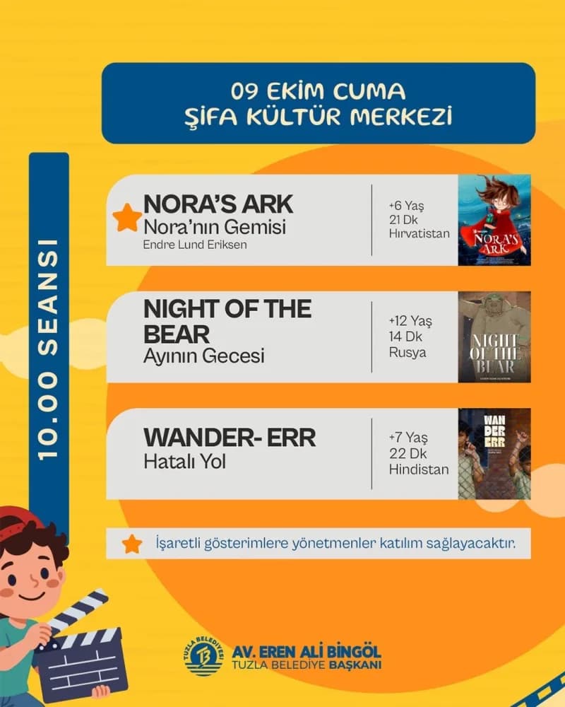 Tuzla Belediyesi tarafından düzenlenen Festival kapsamında farklı yaş gruplarına yönelik çok sayıda Film, Tuzla Yaşam Ay