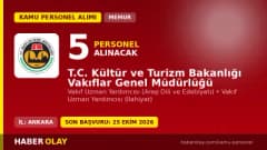 Vakıflar Genel Müdürlüğü 5 Vakıf Uzman Yardımcısı personel alımı ilanı başvuru ve sınav detayları