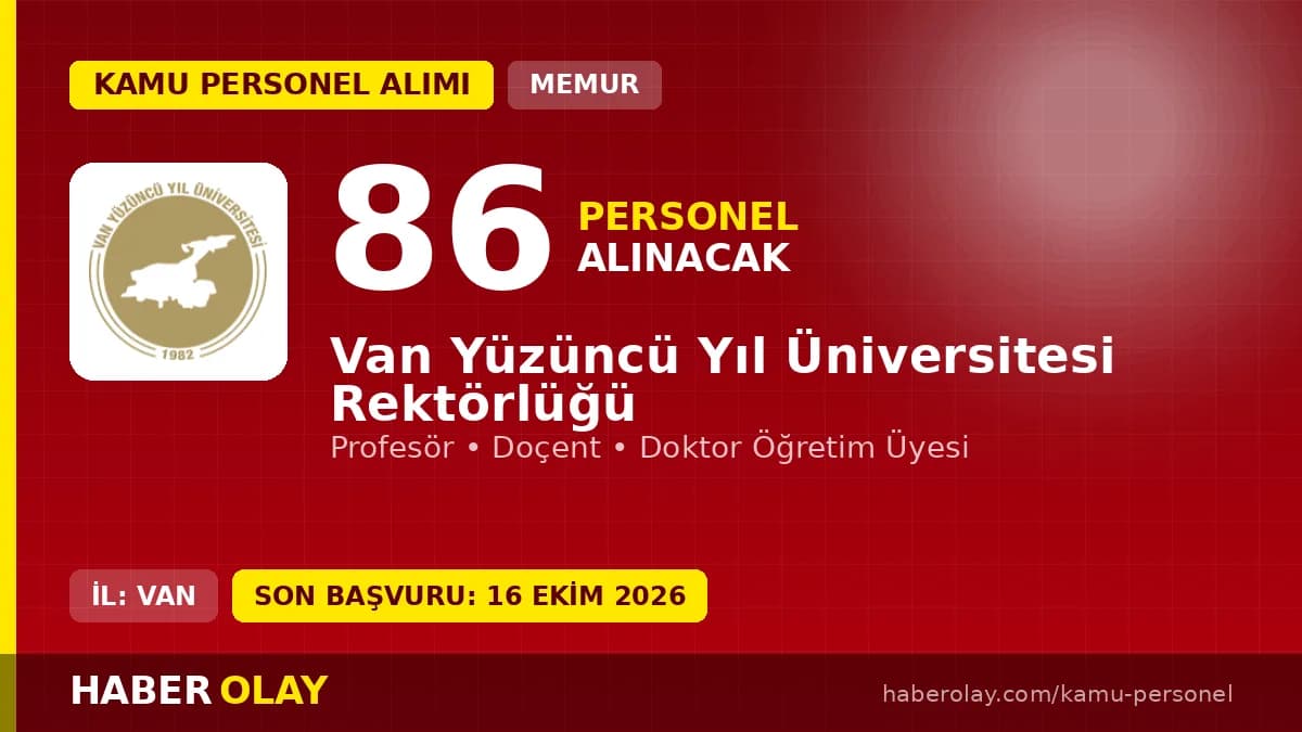 Van Yüzüncü Yıl Üniversitesi öğretim üyesi alımı için başvuru ilanı ve kadro dağılımı