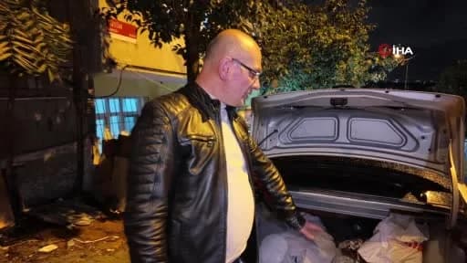 Avcılar'da yaralı kediyi bagajda veterinere götürmeye çalışan amca ve yeğenin aracı