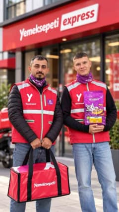 Yemeksepeti kurye iş ortakları 'Gör Beni' projesi için özel setlerle kedilere dikkat çekiyor