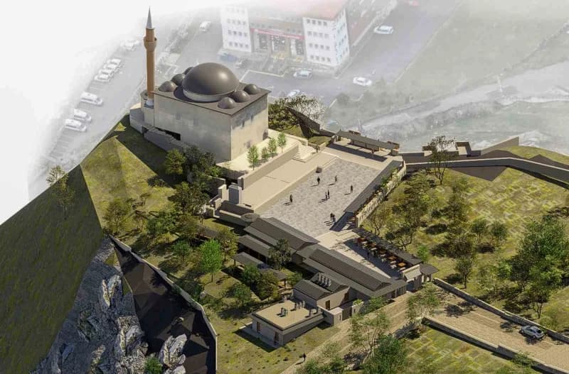 Sivas’ta Yukarı Tekke Mezarlığında bulunan Abdulvahabi Gazi Türbesi ve Cami çevresinde başlatılan Kaya ıslahı ve zemin g