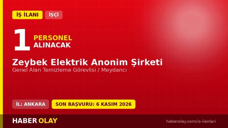 Zeybek Elektrik A.Ş. depo bölümü için Genel Alan Temizleme Görevlisi iş ilanı