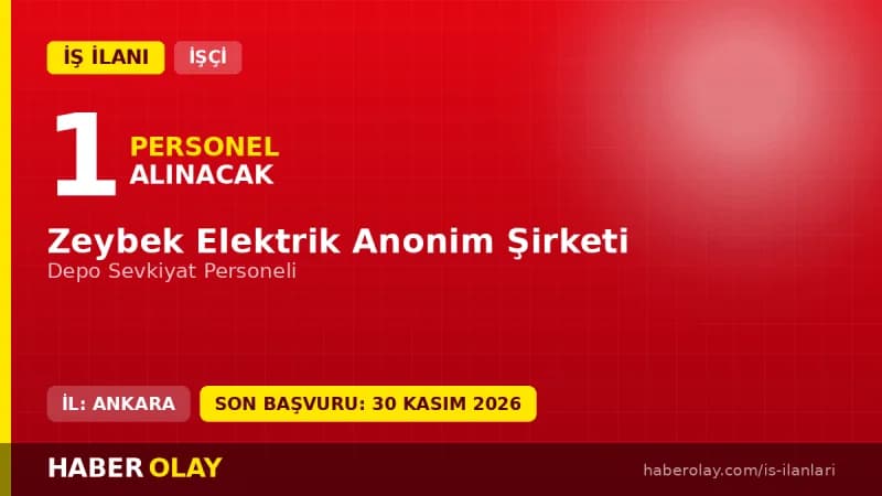 Zeybek Elektrik A.Ş. Ankara Sincan OSB deposunda çalışacak depo sevkiyat personeli alımı ilanı
