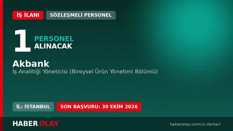 Akbank İş Analitiği Yöneticisi Alımı ve Başvuru Şartları 2026