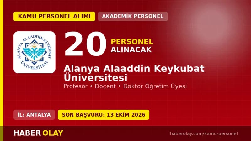 Alanya Alaaddin Keykubat Üniversitesi öğretim üyesi alımı ilanı 2026