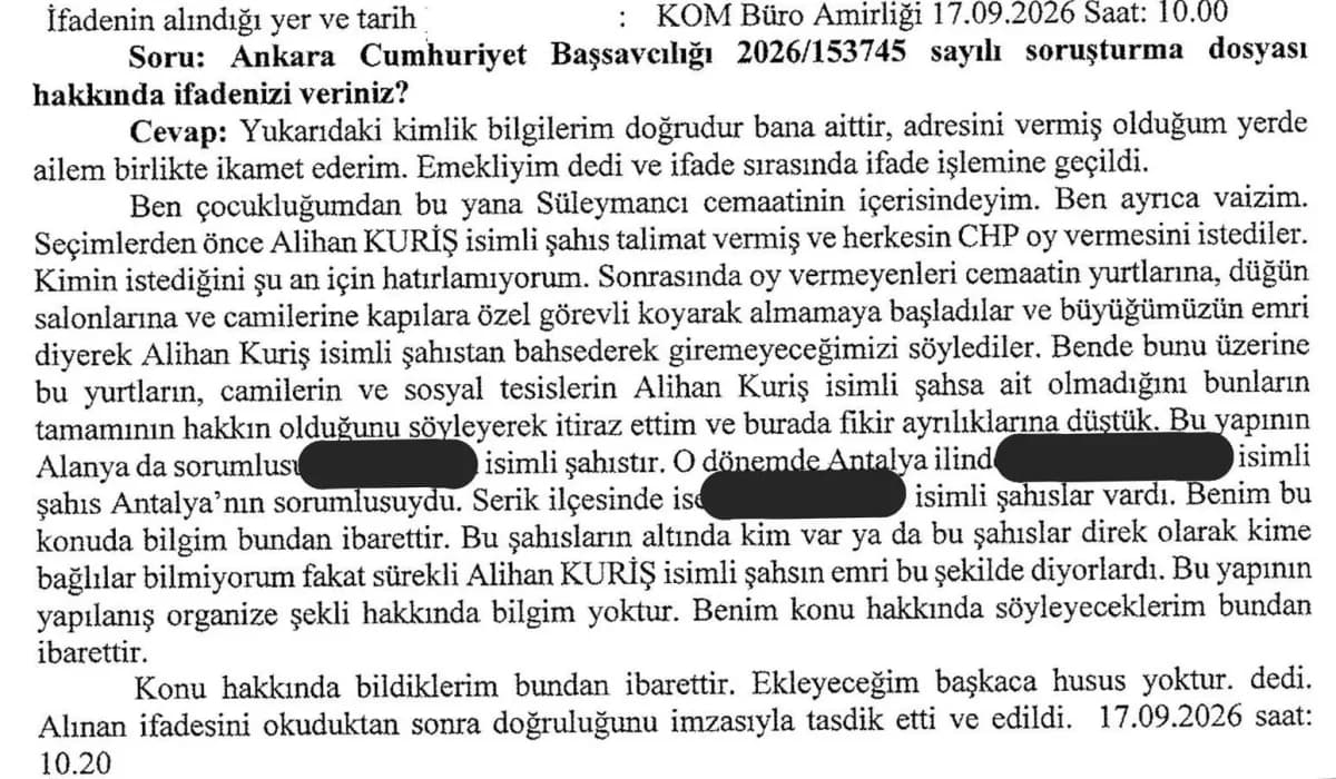 Alihan Kuriş suç örgütü hakkında tanık ifadeleri ve siyasi baskı iddiaları