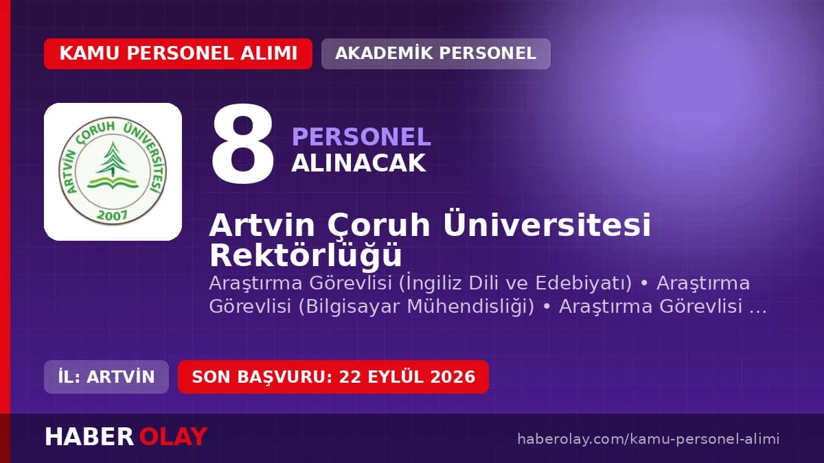 Artvin Çoruh Üniversitesi kampüsü ve akademik personel alımı duyurusu