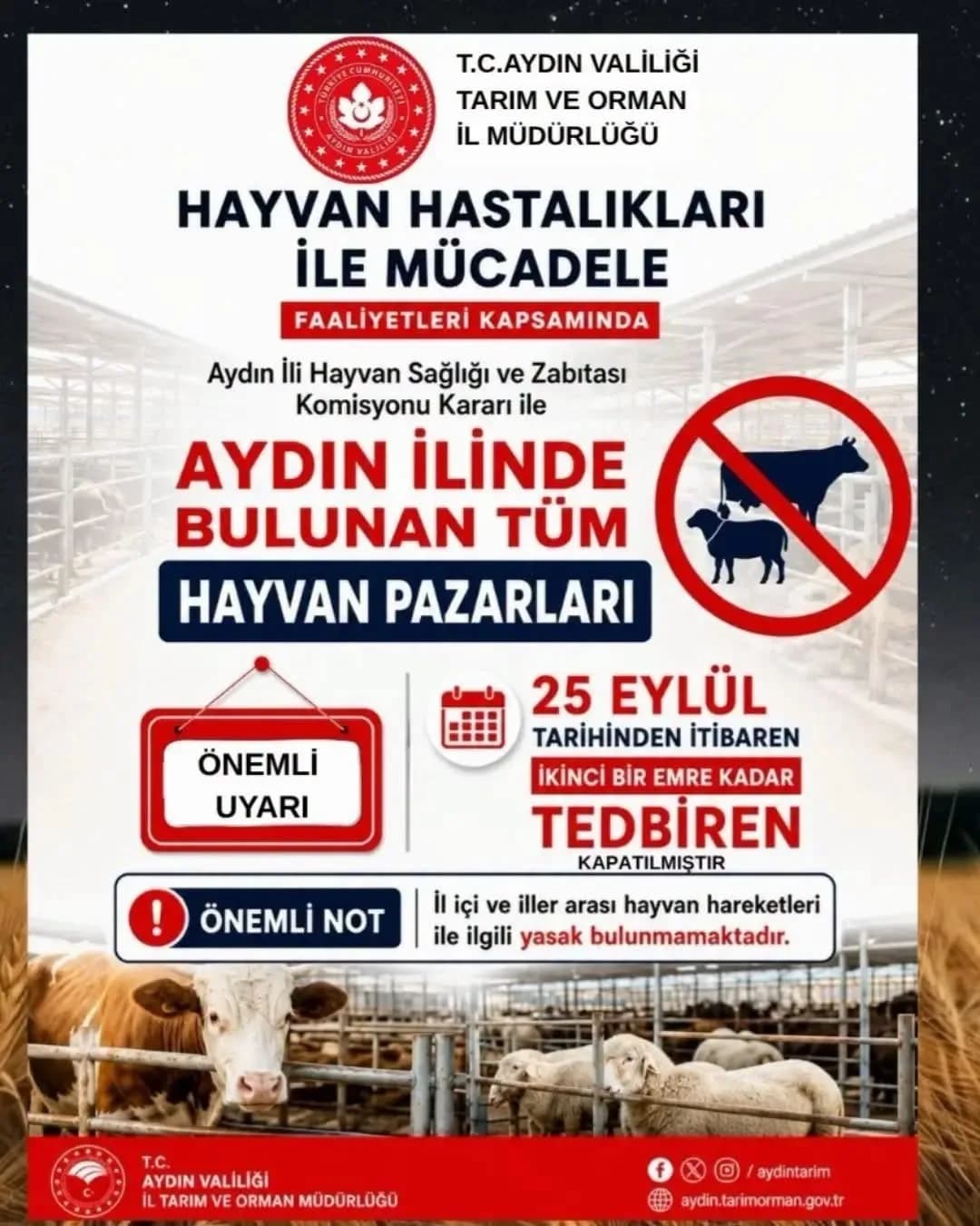 Aydın’da hayvan pazarlarının geçici olarak kapatılmasıyla boş kalan hayvan pazarı alanı