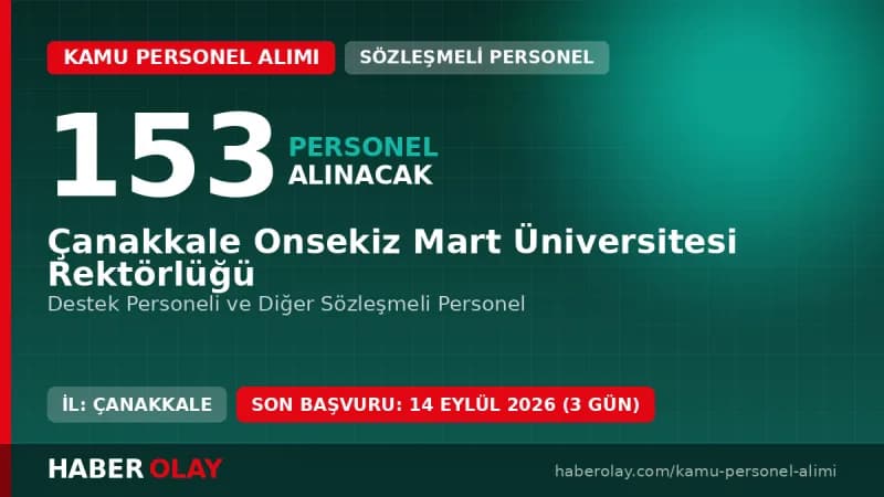 Çanakkale Onsekiz Mart Üniversitesi 153 sözleşmeli personel alım ilanı