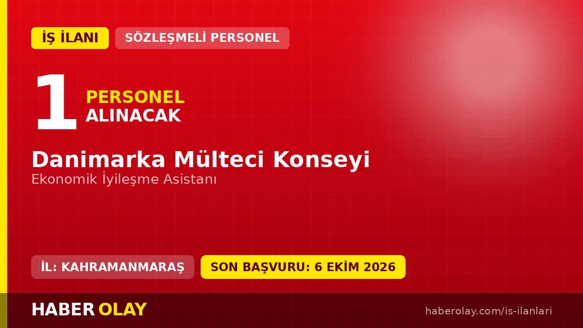 Danimarka Mülteci Konseyi Kahramanmaraş ekonomik iyileşme asistanı pozisyonu için personel alımı ilanı