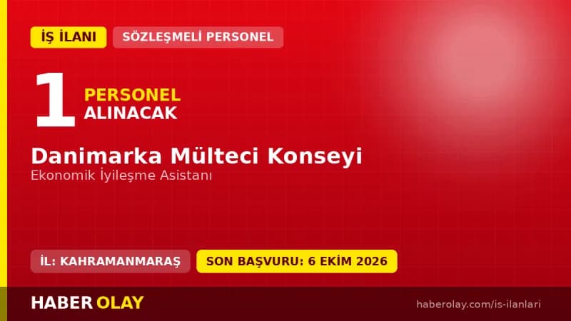 Danimarka Mülteci Konseyi Kahramanmaraş ekonomik iyileşme asistanı pozisyonu için personel alımı ilanı