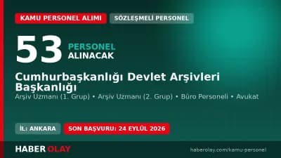 Devlet Arşivleri Başkanlığı 53 sözleşmeli personel alımı başvuru detayları