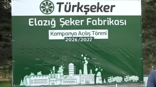 Elazığ Şeker Fabrikası kampanya açılış töreninde pancar işleme tesisleri ve katılımcılar