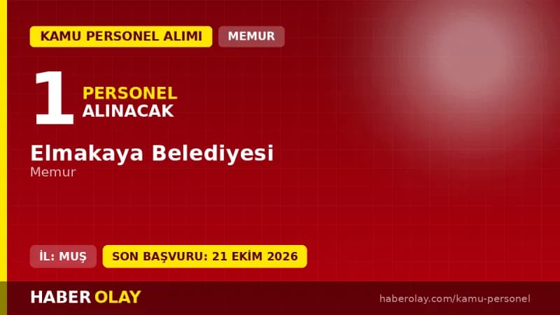 Elmakaya Belediyesi memur personel alımı ilanı başvuru ve sınav detayları 2026