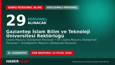 Gaziantep İslam Bilim ve Teknoloji Üniversitesi 29 sözleşmeli personel alım ilanı