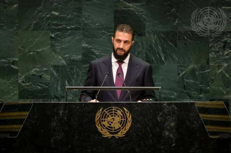 Suriye Devlet Başkanı Ahmed eş-Şara BM Genel Kurulu'nda konuşma yaparken