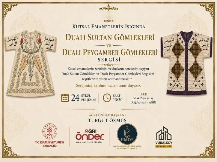 Ağrı İshak Paşa Sarayı'nda dua ve geleneksel motiflerle süslü sultan ve peygamber gömleklerinin sergilendiği özel sergi