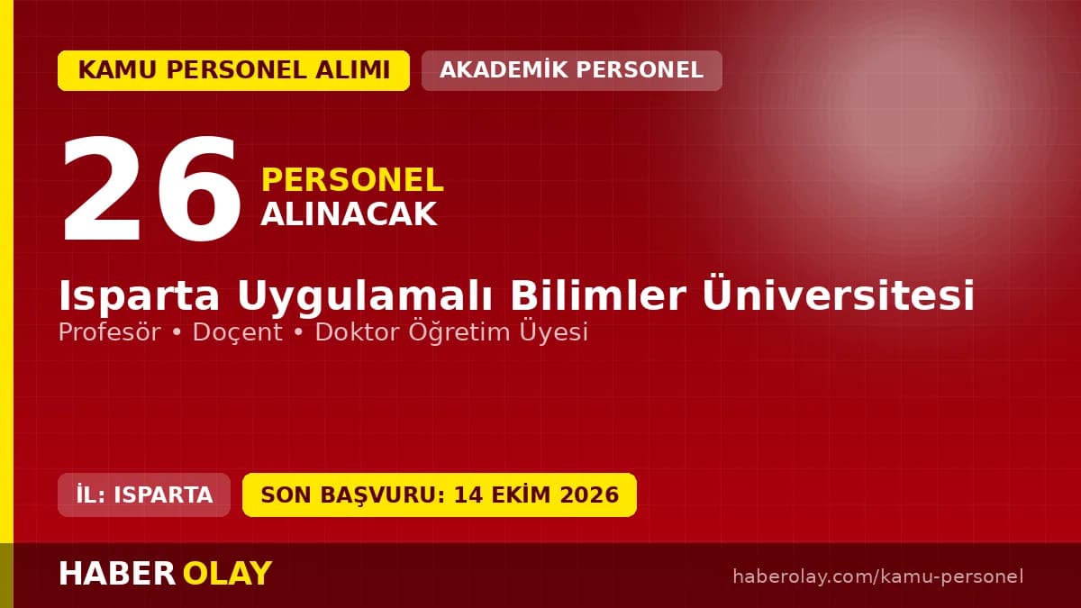 Isparta Uygulamalı Bilimler Üniversitesi öğretim üyesi alımı ilanı ve başvuru detayları